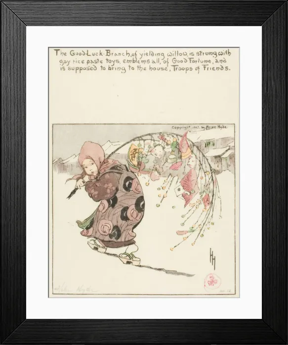 Framed Print : The Good-Luck Branch, 1907. Creator: Helen Hyde Framed Print : The Good-Luck Branch, 1907. Creator: Helen Hyde