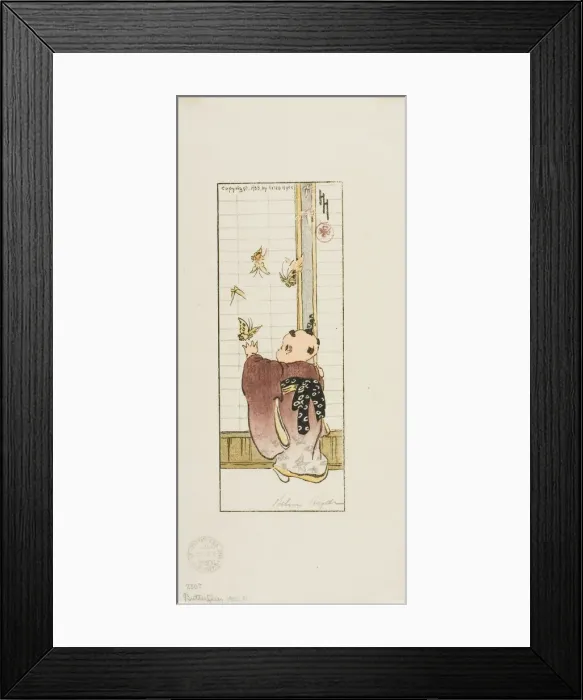 Framed Print : Butterflies, 1908. Creator: Helen Hyde Framed Print : Butterflies, 1908. Creator: Helen Hyde