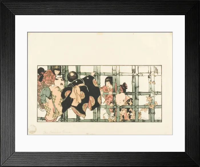 Framed Print : The Bamboo Fence, 1904. Creator: Helen Hyde Framed Print : The Bamboo Fence, 1904. Creator: Helen Hyde