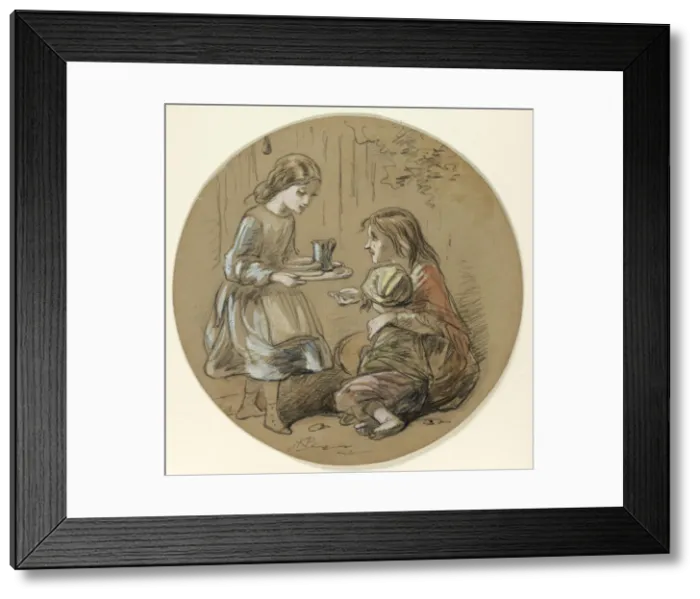 Framed Print : Girl Bringing Food to Poor Children, n. d. Creator: Hablot Knight Browne Framed Print : Girl Bringing Food to Poor Children, n. d. Creator: Hablot Knight Browne