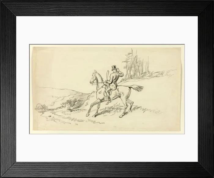 Framed Print : Rider Reining in Horse, n. d. Creator: Hablot Knight Browne Framed Print : Rider Reining in Horse, n. d. Creator: Hablot Knight Browne