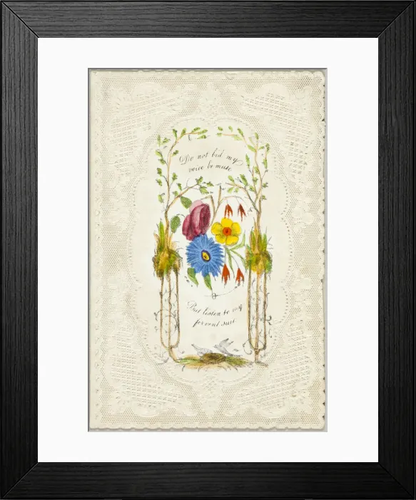 Framed Print : Do Not Bid My Voice Be Mute (valentine), c. 1840. Creator: George Meek Framed Print : Do Not Bid My Voice Be Mute (valentine), c. 1840. Creator: George Meek