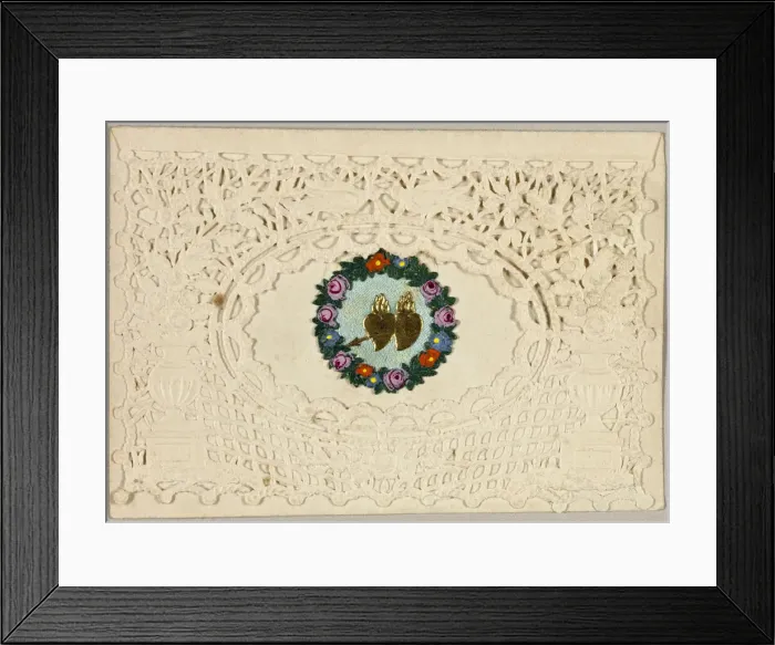 Framed Print : Untitled Valentine (Hearts on Fire), c. 1840. Creator: George Meek Framed Print : Untitled Valentine (Hearts on Fire), c. 1840. Creator: George Meek