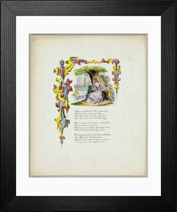 Framed Print : I Have Angled for a Heart My Love (valentine), c. 1840. Creator: George Kershaw Framed Print : I Have Angled for a Heart My Love (valentine), c. 1840. Creator: George Kershaw