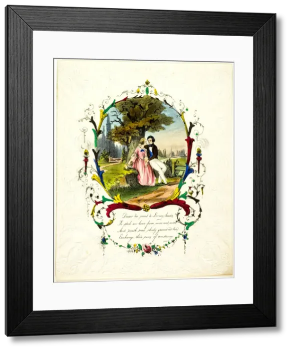 Framed Print : Dearest Tis Sweet to Loving Hearts (valentine), 1840 / 60. Creator: George Kershaw Framed Print : Dearest Tis Sweet to Loving Hearts (valentine), 1840 / 60. Creator: George Kershaw