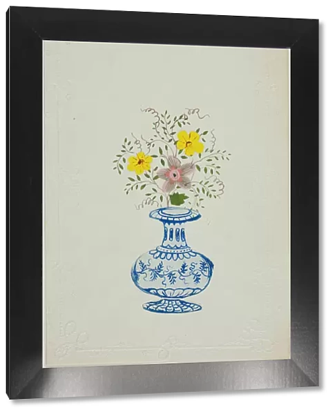 Untitled Valentine (Blue and White Vase with Flowers), c. 1850. Creator: George Kershaw