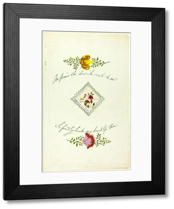 Framed Print : As Pines the Dove Its Mate to See (valentine), c. 1850. Creator: George Kershaw Framed Print : As Pines the Dove Its Mate to See (valentine), c. 1850. Creator: George Kershaw