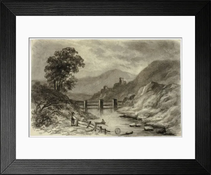 Framed Print : Mountain Stream with Boat, c. 1855. Creator: Elizabeth Murray Framed Print : Mountain Stream with Boat, c. 1855. Creator: Elizabeth Murray