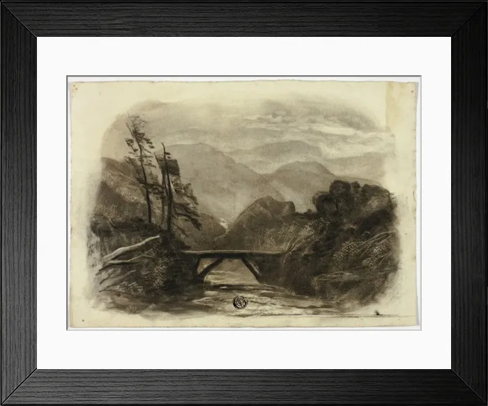 Framed Print : Mountain Stream with Small Bridge II, c. 1855. Creator: Elizabeth Murray Framed Print : Mountain Stream with Small Bridge II, c. 1855. Creator: Elizabeth Murray
