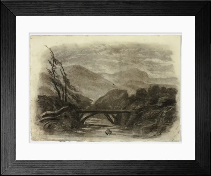 Framed Print : Mountain Stream with Small Bridge I, c. 1855. Creator: Elizabeth Murray Framed Print : Mountain Stream with Small Bridge I, c. 1855. Creator: Elizabeth Murray