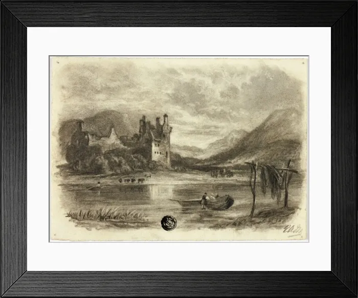 Framed Print : Fishermen Drying Nets before Castle, c. 1855. Creator: Elizabeth Murray Framed Print : Fishermen Drying Nets before Castle, c. 1855. Creator: Elizabeth Murray