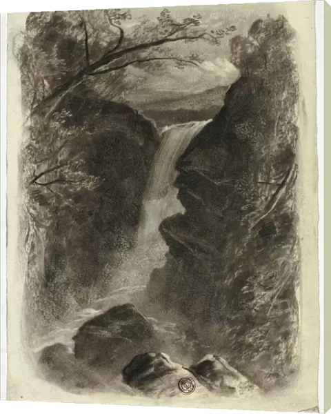 Mountain Waterfall, c. 1855. Creator: Elizabeth Murray
