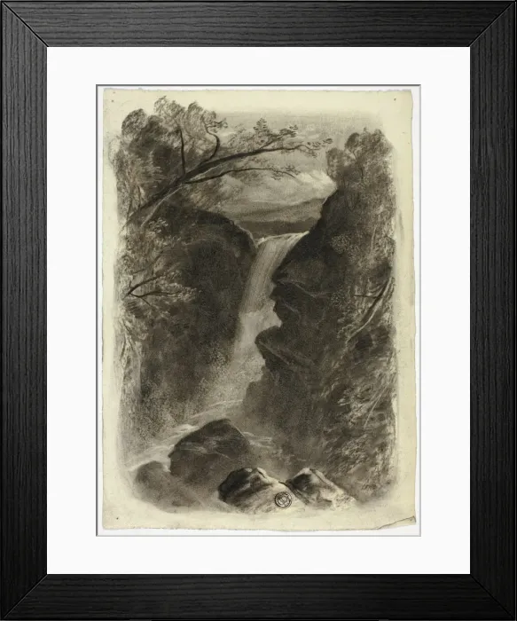 Framed Print : Mountain Waterfall, c. 1855. Creator: Elizabeth Murray Framed Print : Mountain Waterfall, c. 1855. Creator: Elizabeth Murray