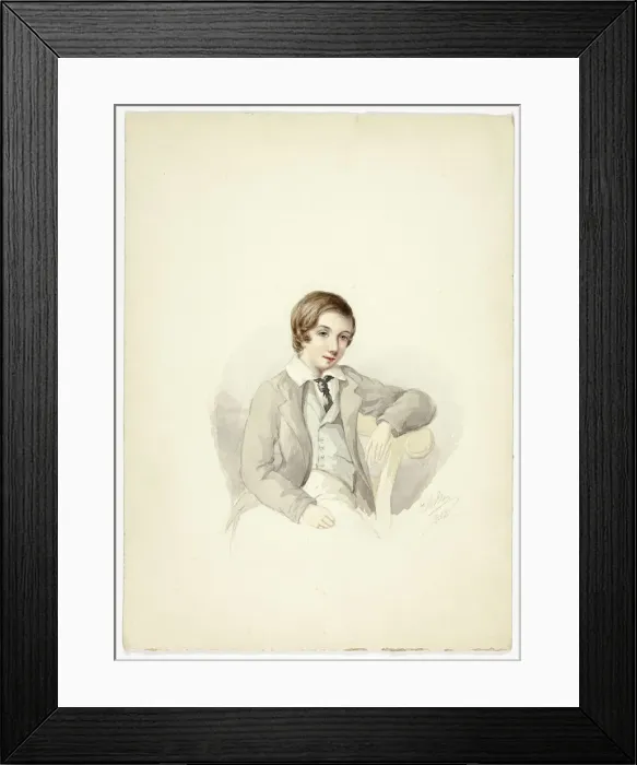 Framed Print : Youth Leaning on Chair, 1852. Creator: Elizabeth Murray Framed Print : Youth Leaning on Chair, 1852. Creator: Elizabeth Murray