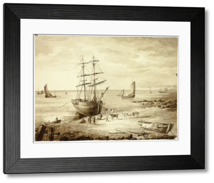 Framed Print : Loading Boat in Port, n. d. Creator: Elizabeth Murray Framed Print : Loading Boat in Port, n. d. Creator: Elizabeth Murray