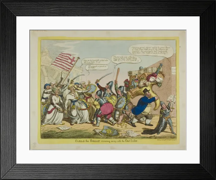 Framed Print : Carlo the Great, Running Away with the East Indes, published June 1806 Framed Print : Carlo the Great, Running Away with the East Indes, published June 1806