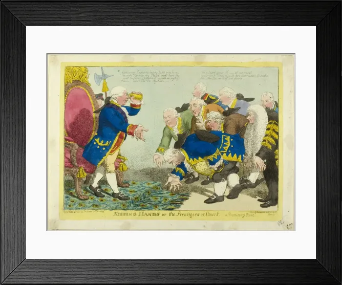 Framed Print : Kissing Hands, published February 10, 1806. Creator: Charles Williams Framed Print : Kissing Hands, published February 10, 1806. Creator: Charles Williams