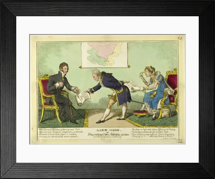 Framed Print : A New Mode of Presenting Two Addresses at Once, published February 1818 Framed Print : A New Mode of Presenting Two Addresses at Once, published February 1818