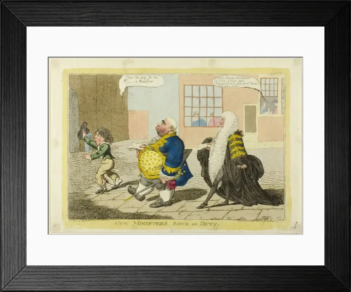 Framed Print : New Ministers Going on Duty, published February 14, 1806. Creator: Charles Williams Framed Print : New Ministers Going on Duty, published February 14, 1806. Creator: Charles Williams