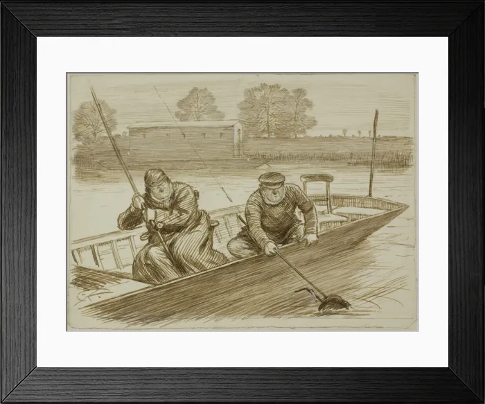 Framed Print : Fishing Scene, c. 1884. Creator: Charles Samuel Keene Framed Print : Fishing Scene, c. 1884. Creator: Charles Samuel Keene