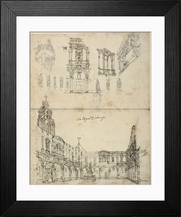 Framed Print : Study for The Royal Exchange, from Microcosm of London, c. 1809 Framed Print : Study for The Royal Exchange, from Microcosm of London, c. 1809
