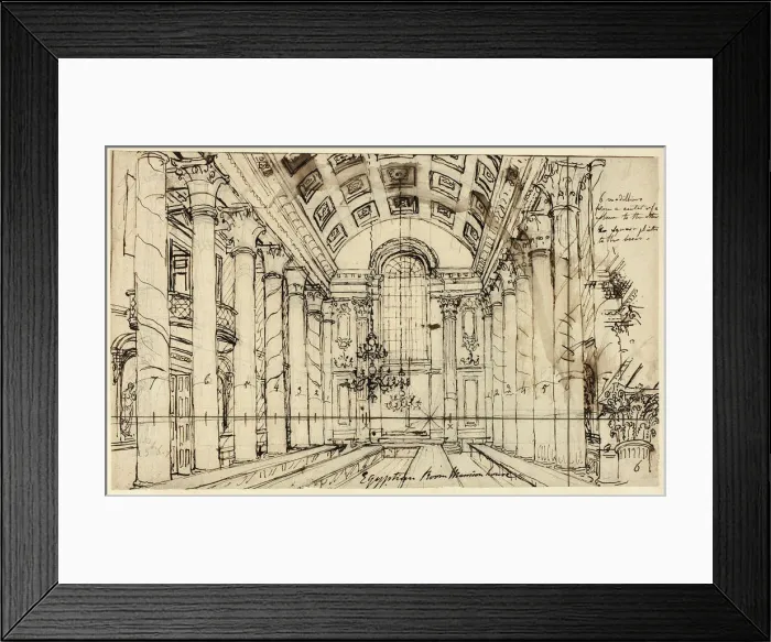 Framed Print : Study for Egyptian Hall Mansion House, from Microcosm of London, c. 1809 Framed Print : Study for Egyptian Hall Mansion House, from Microcosm of London, c. 1809