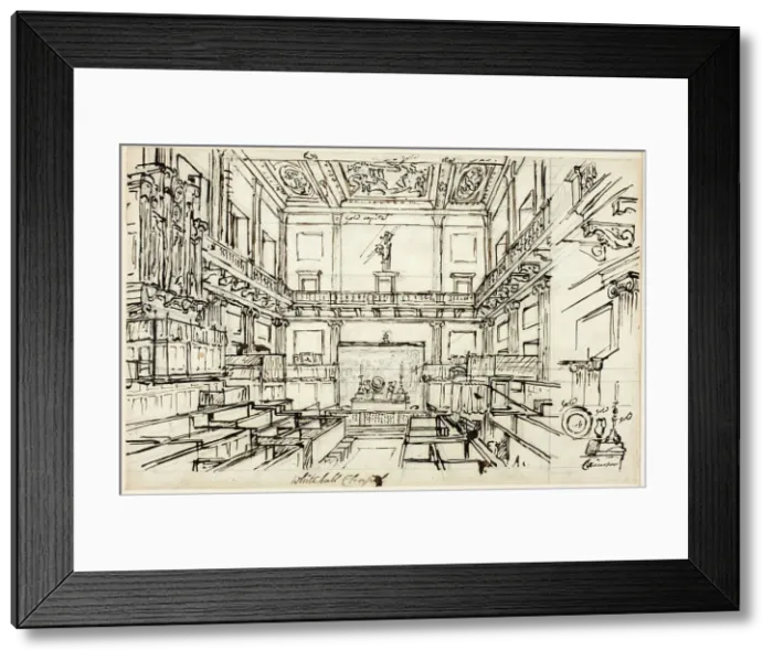 Framed Print : Study for Whitehall Chapel, from Microcosm of London, c. 1809 Framed Print : Study for Whitehall Chapel, from Microcosm of London, c. 1809