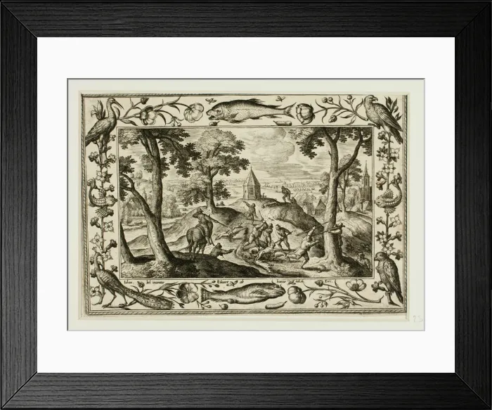 Framed Print : Wolf Hunt, from Landscapes with Old and New Testament Scenes and Hunting Scenes, 1584 Framed Print : Wolf Hunt, from Landscapes with Old and New Testament Scenes and Hunting Scenes, 1584