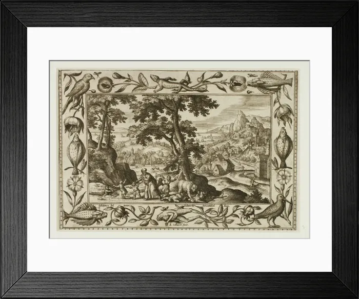 Framed Print : The Mocking Children Cursed by Elijah and Eaten by the She-Bear, from Landscapes with Framed Print : The Mocking Children Cursed by Elijah and Eaten by the She-Bear, from Landscapes with