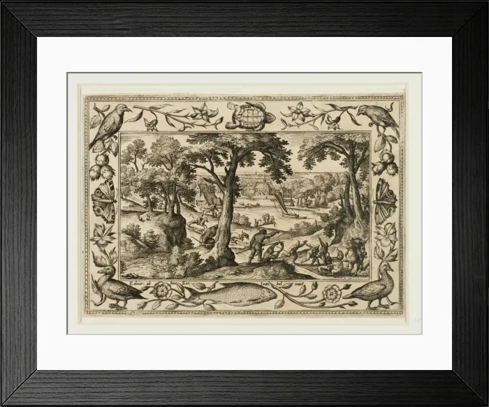 Framed Print : Boar Hunt, from Landscapes with Old and New Testament Scenes and Hunting Scenes, 1584 Framed Print : Boar Hunt, from Landscapes with Old and New Testament Scenes and Hunting Scenes, 1584
