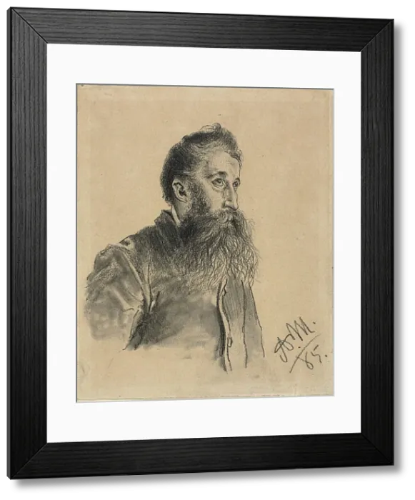 Framed Print : Portrait of a Bearded Man, 1885. Creator: Adolph Menzel Framed Print : Portrait of a Bearded Man, 1885. Creator: Adolph Menzel
