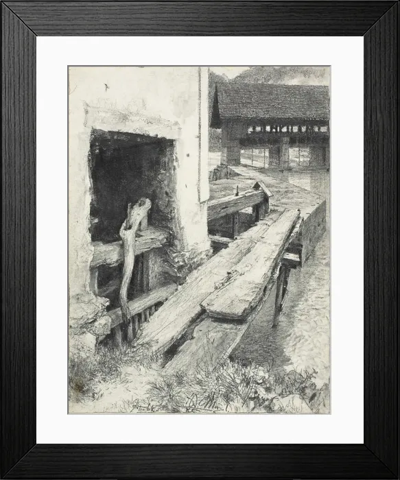 Framed Print : Sluice, 1885. Creator: Adolph Menzel Framed Print : Sluice, 1885. Creator: Adolph Menzel