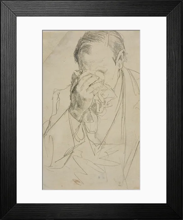 Framed Print : Weeping Man, 1850 / 59. Creator: Adolph Menzel Framed Print : Weeping Man, 1850 / 59. Creator: Adolph Menzel