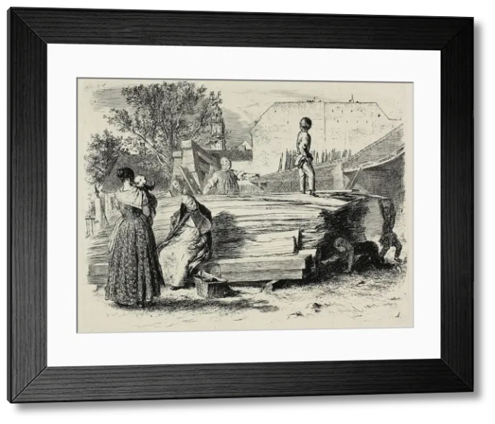 Framed Print : Plate four, from Radierversuche, 1844. Creator: Adolph Menzel Framed Print : Plate four, from Radierversuche, 1844. Creator: Adolph Menzel