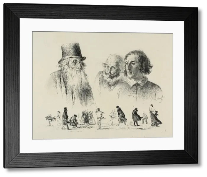 Framed Print : Plate two, from Radierversuche, 1843, published 1844. Creator: Adolph Menzel Framed Print : Plate two, from Radierversuche, 1843, published 1844. Creator: Adolph Menzel