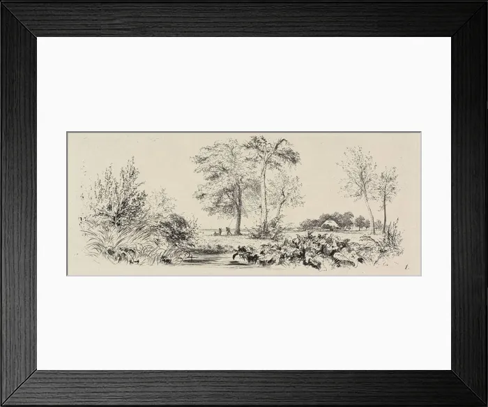 Framed Print : Plate one, from Radierversuche, 1843, published 1844. Creator: Adolph Menzel Framed Print : Plate one, from Radierversuche, 1843, published 1844. Creator: Adolph Menzel