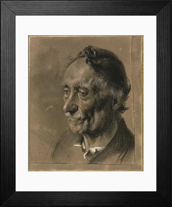 Framed Print : Head of an Old Man, c. 1850. Creator: Adolph Menzel Framed Print : Head of an Old Man, c. 1850. Creator: Adolph Menzel