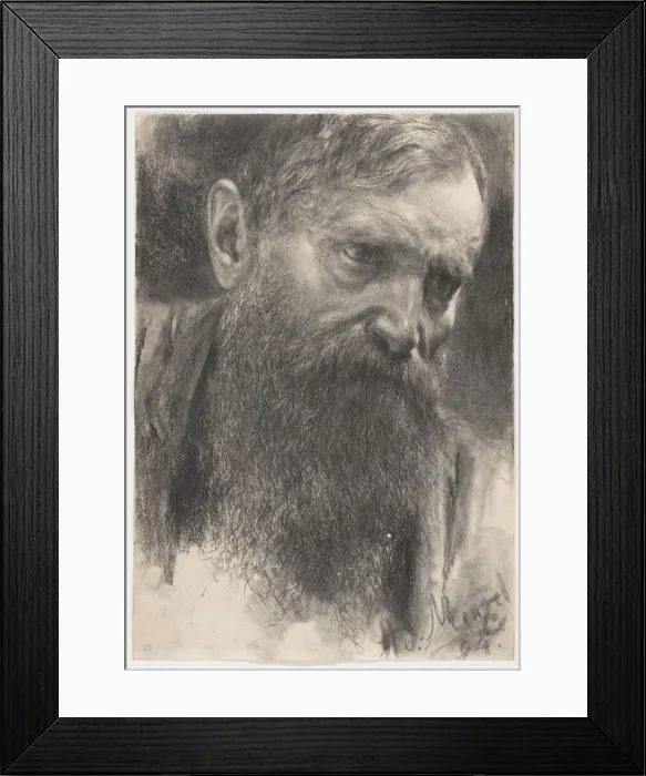 Framed Print : Head of a Bearded Man in Half-Profile, 1894. Creator: Adolph Menzel Framed Print : Head of a Bearded Man in Half-Profile, 1894. Creator: Adolph Menzel