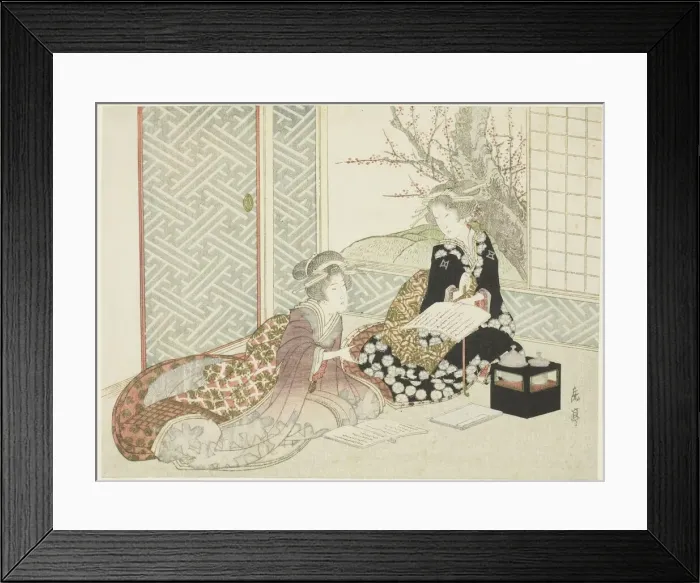 Framed Print : Two Women Reading, 19th century. Creator: Gakutei Framed Print : Two Women Reading, 19th century. Creator: Gakutei