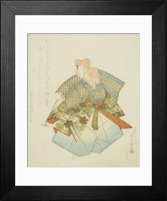 Framed Print : Dancer in Momijigari, from an untitled series of nerimono festival dancers, c. 1823 Framed Print : Dancer in Momijigari, from an untitled series of nerimono festival dancers, c. 1823