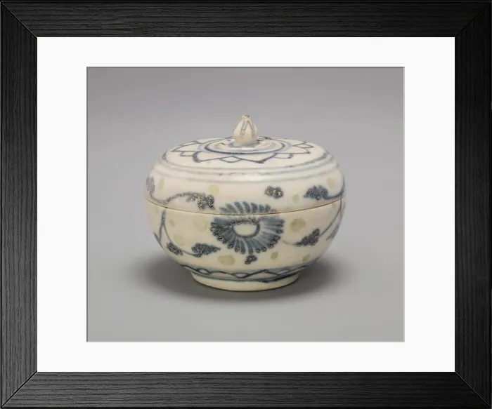 Framed Print : Covered Box with Lotus Bud Knob and Lotus Flower Motif on Lid, 15th century Framed Print : Covered Box with Lotus Bud Knob and Lotus Flower Motif on Lid, 15th century