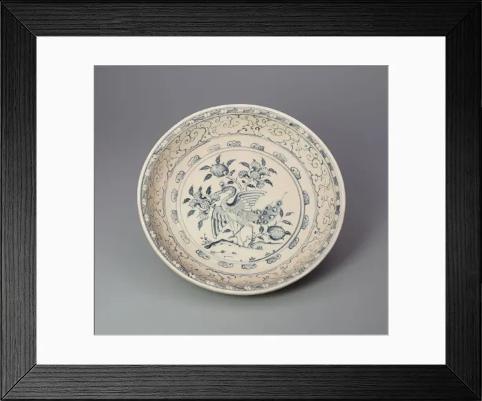 Framed Print : Dish with Peacock and Floral Motif, 15th century. Creator: Unknown Framed Print : Dish with Peacock and Floral Motif, 15th century. Creator: Unknown