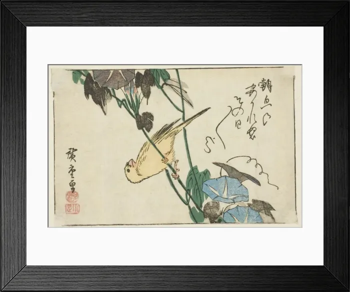 Framed Print : Canary and morning glories, n. d. Creator: Ando Hiroshige Framed Print : Canary and morning glories, n. d. Creator: Ando Hiroshige