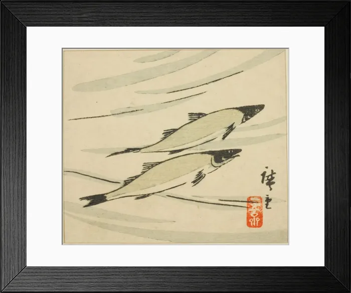 Framed Print : Trout, section of a harimaze sheet, 1858. Creator: Ando Hiroshige Framed Print : Trout, section of a harimaze sheet, 1858. Creator: Ando Hiroshige