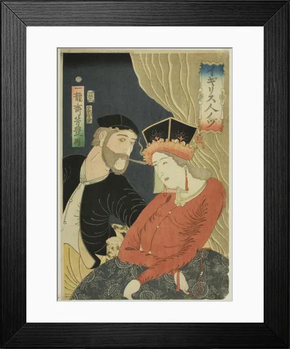 Framed Print : Illustration of English People (Igirisujin no zu), 1861. Creator: Utagawa Yoshitoyo Framed Print : Illustration of English People (Igirisujin no zu), 1861. Creator: Utagawa Yoshitoyo