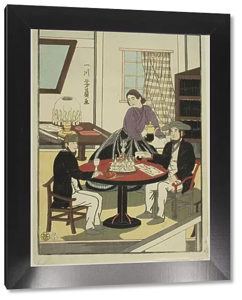 Foreigners Drinking Wine (Gaikokujin shuen no zu), 1860. Creator: Yoshikazu