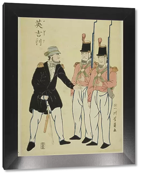 English officer and soldiers, 1861. Creator: Yoshikazu