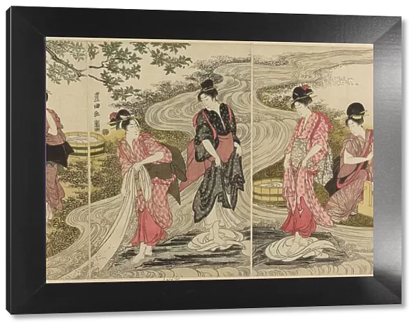 Washing Cloth in a Stream, c. 1797. Creator: Utagawa Toyokuni I