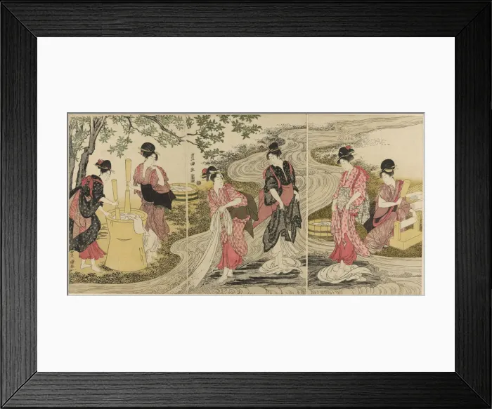 Framed Print : Washing Cloth in a Stream, c. 1797. Creator: Utagawa Toyokuni I Framed Print : Washing Cloth in a Stream, c. 1797. Creator: Utagawa Toyokuni I