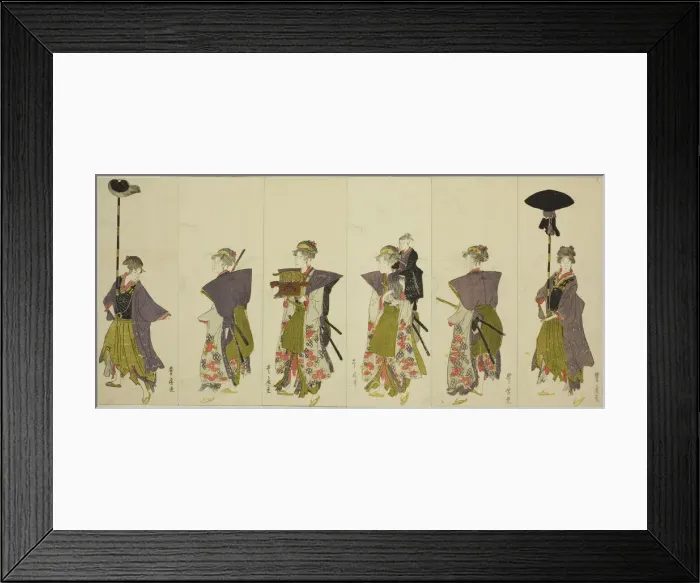 Framed Print : Parody of a daimyo procession, c. 1805 / 07. Creator: Utagawa Toyohiro Framed Print : Parody of a daimyo procession, c. 1805 / 07. Creator: Utagawa Toyohiro